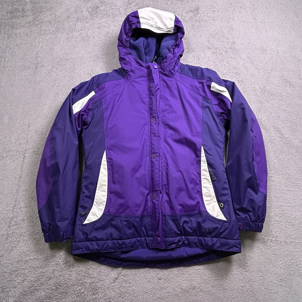 REI Hooded Snow Jacket Girls L Purple Colorblock Gorpcore Winter Coat